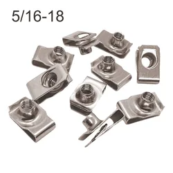 10pcs Stainless Steel U Type Clips with 5/16-18 Inch Thread Reed Nuts Leaf Spring Nut Licence Plate Clip Q312