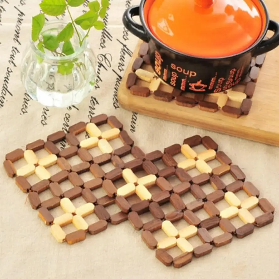 Neue Küche Verdickung Tisch Tasse Topf Matte 13*13cm Isolier kissen Esstisch Tischs ets Bambus matten Untersetzer Koch werkzeug