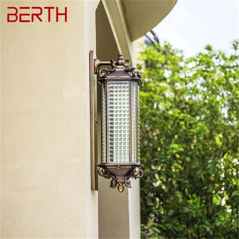 BERTH Outdoor Wall Lamp LED Classical Retro Luxury Light Sconces Waterproof IP65 Decorative for Home