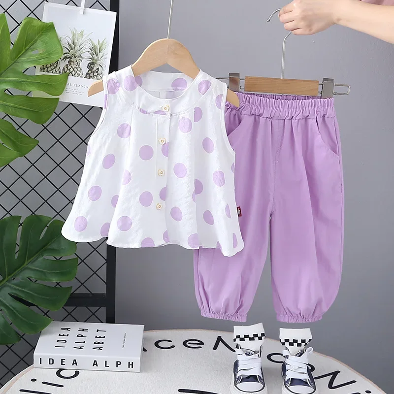 

New Summer Fashion Baby Girls Clothes Suit Children Vest Shorts 2Pcs/Sets Kids Clothing Set Infant Casual Costume Kids Outfits