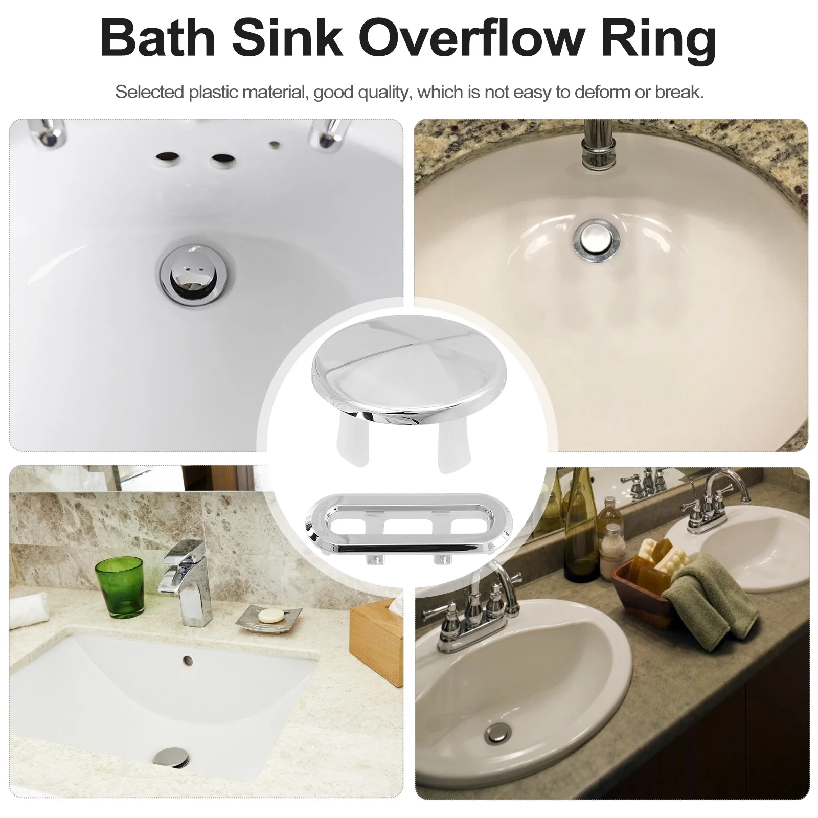 

18Pcs Ceramic Basin Overflow Rings Durable Plastic Bathroom Sink Overflow Covers Replacement Set Long Lasting Sink Accessory