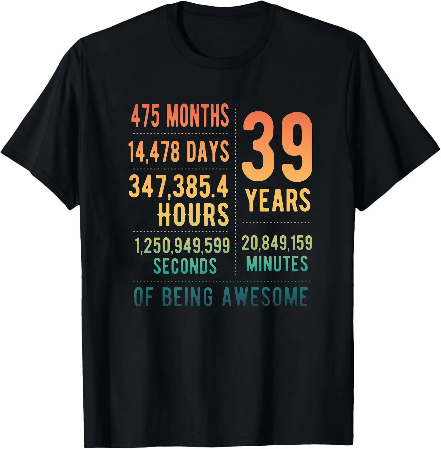 39. Geburtstag Herren & Damen Lustiges 39 Jahre Alt Baumwoll-T-Shirt Grafik-T-Shirts Vintage T-Shirt Sommer Kurzarm Herren Damen Shirt