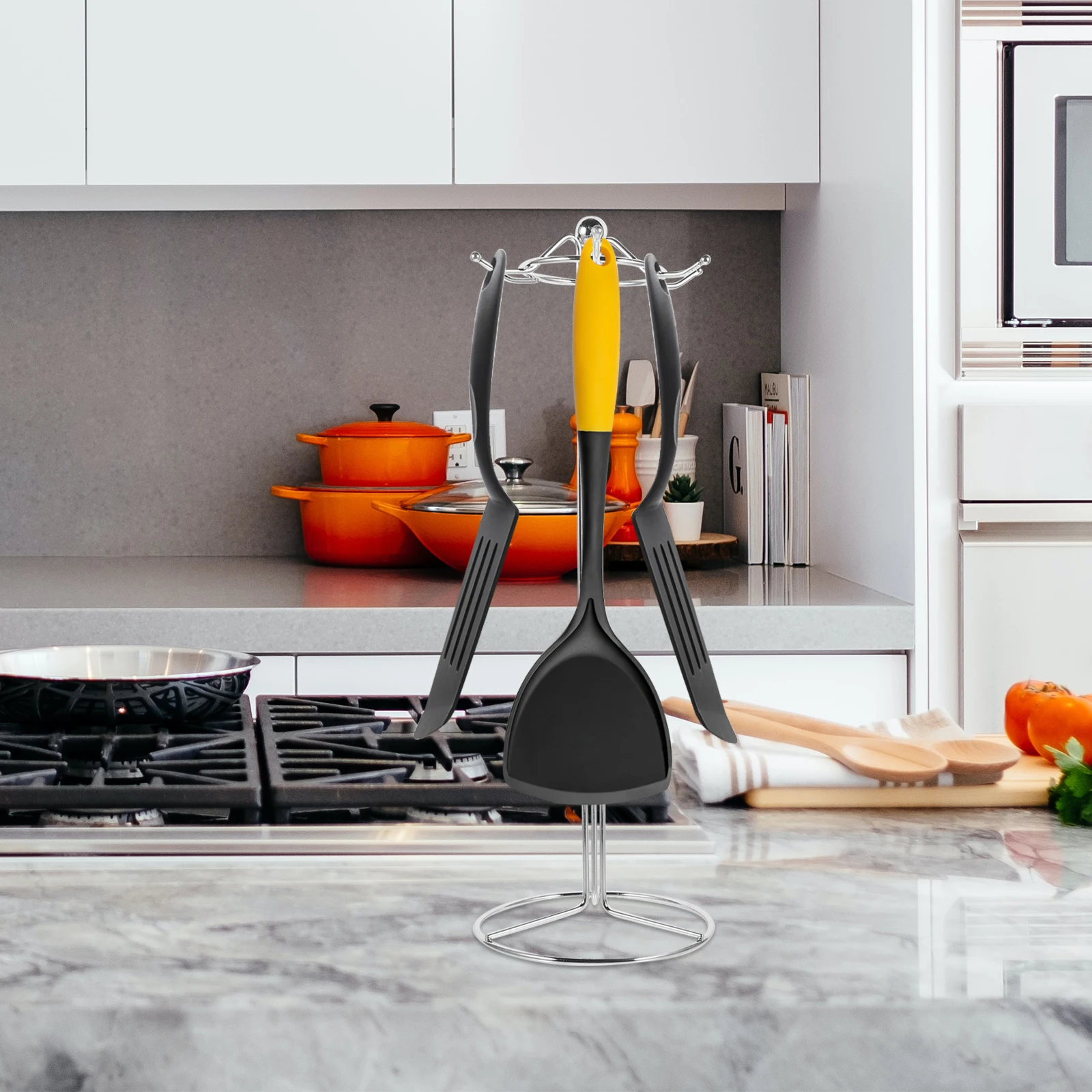 

Sturdy Wall Kitchen Organizer Metal Holder Rods Spatula Holder Rack Stainless Steel Cookware Stand Storage Solution