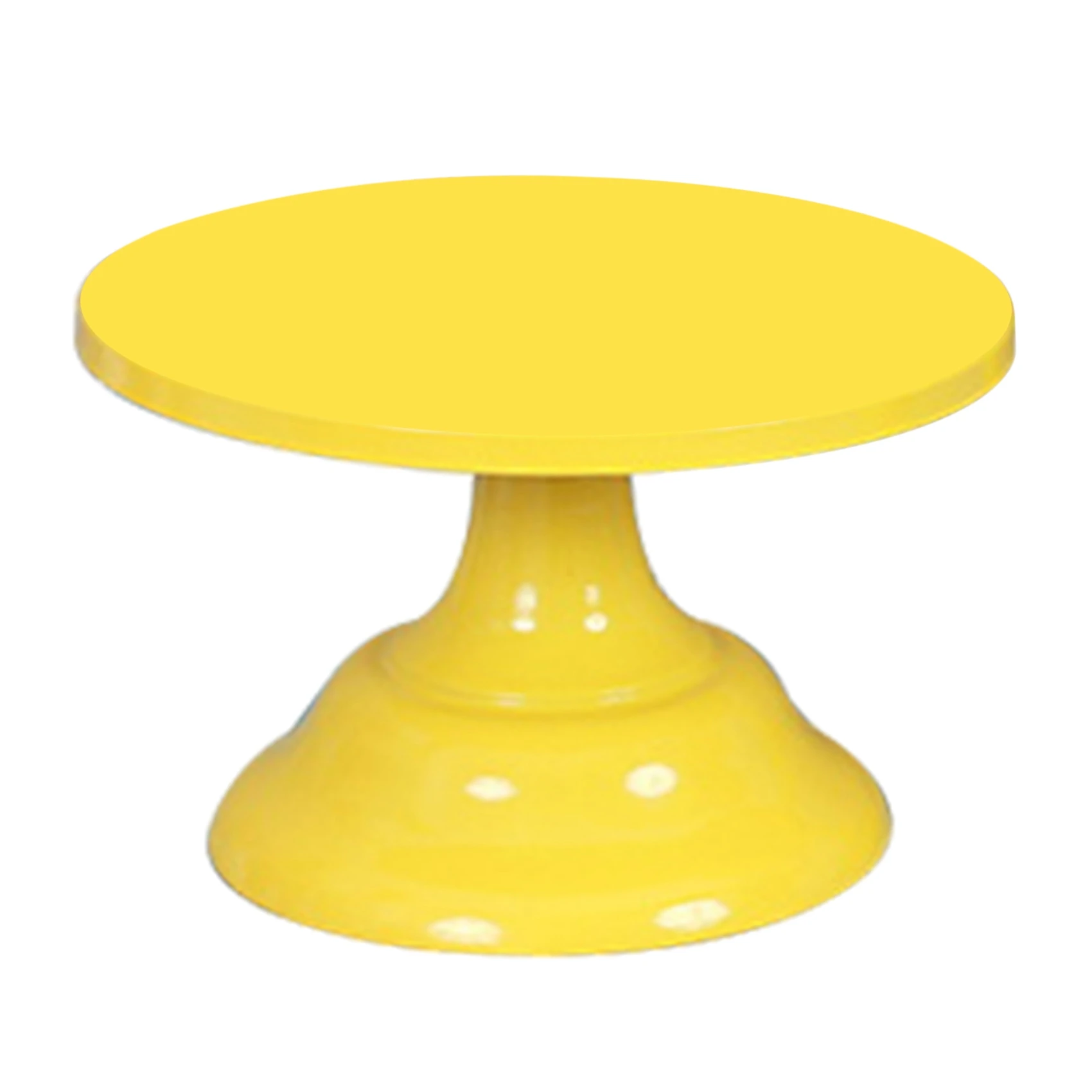 Metal Iron Cake Stand Round Pedestal Dessert Holder Cupcake Display Rack Bakeware for Birthday Wedding Party (Yellow S)