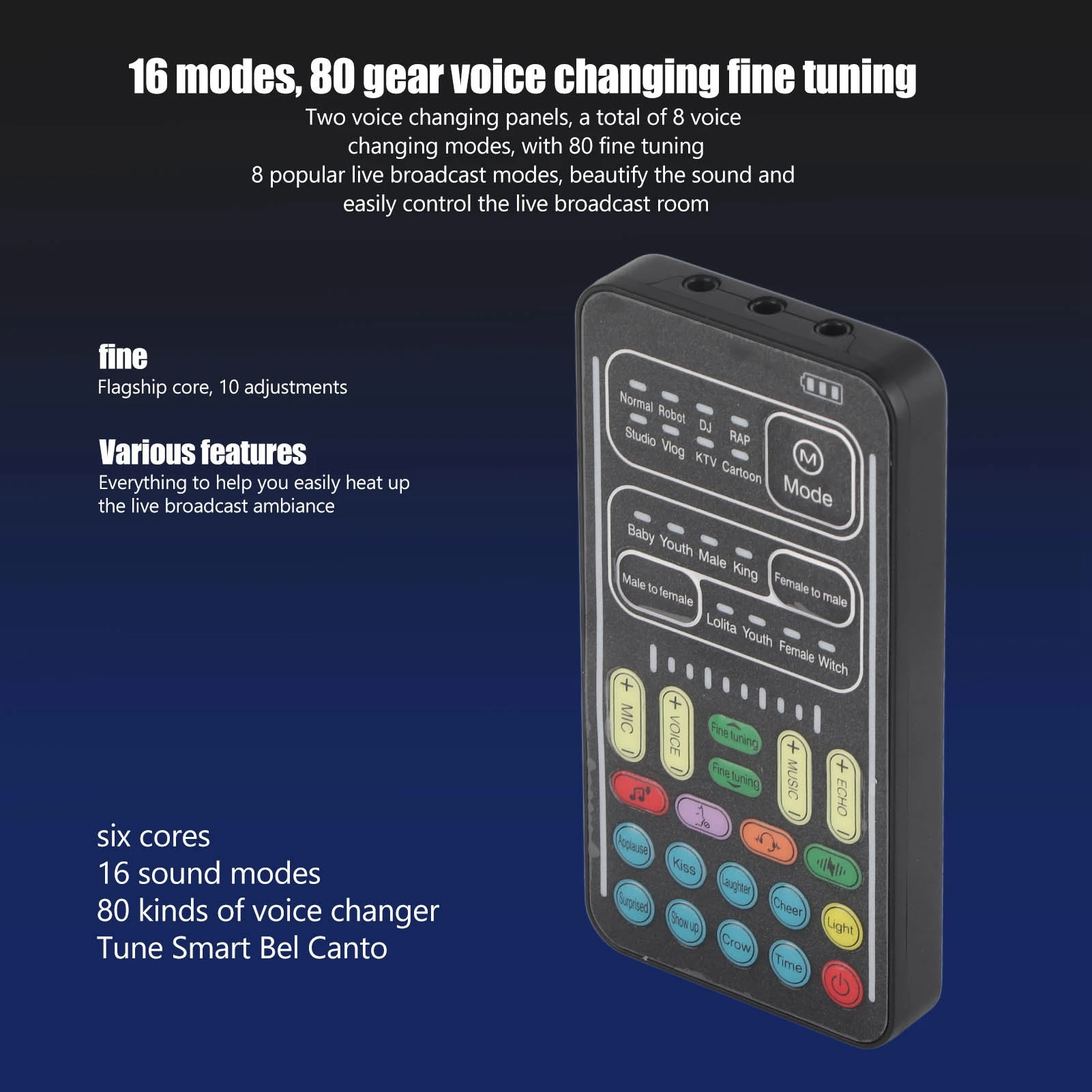 I9 Voice Changer Set Multifunction Portable Recording  Sound Card for Game  Recording Computer Voice Changer Set