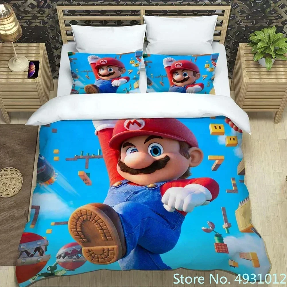 

Anime Jumpman Super Mario Children Bedding Set Pillowcase Bedclothes Cartoon 3D Printed Kids Adult Boys Quilt Duvet Cover Gift