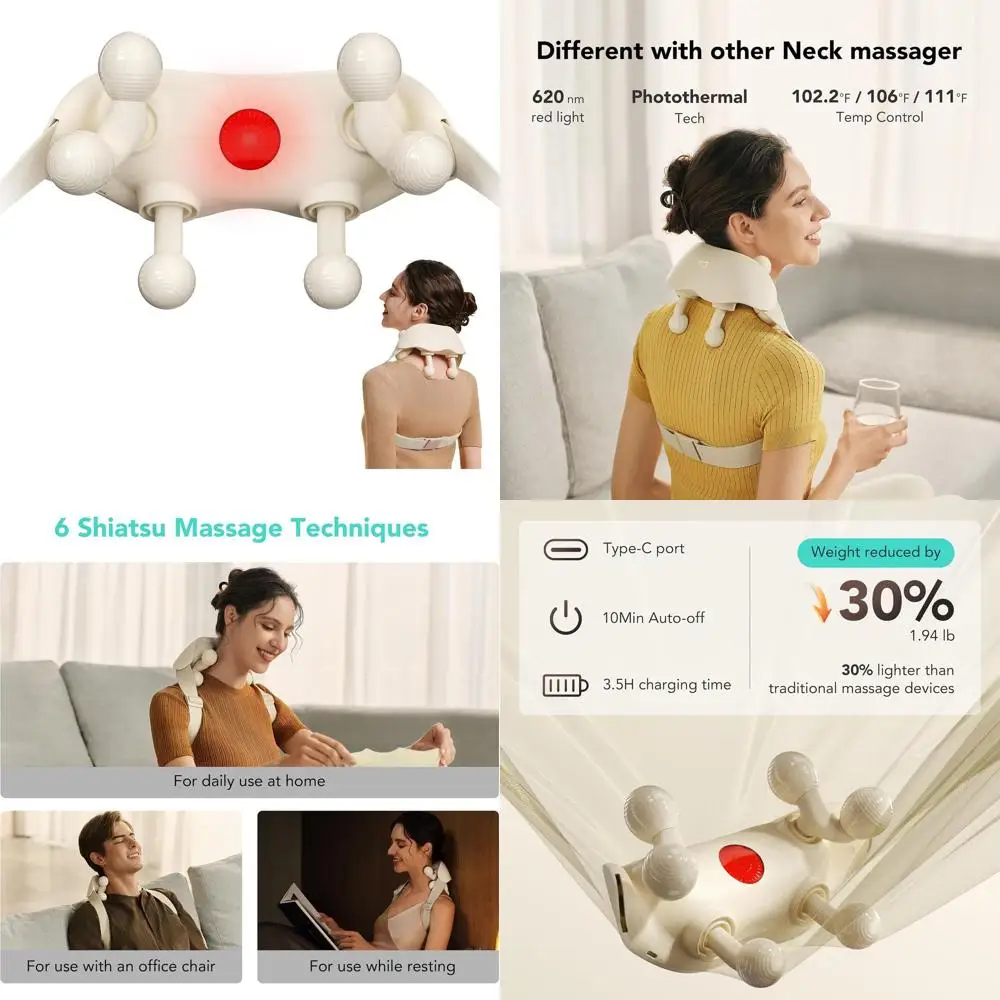 

Массажер для глубоких тканей для снятия боли, тепловой терапии и расслабления - идеально подходит для мышц плеч и трапециевидных мышц, лимфодренажа.