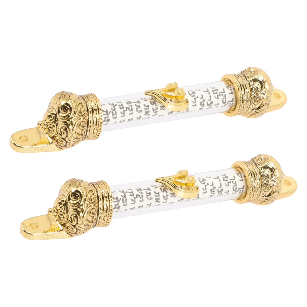 

2pcs Bible Doorpost Crown Metal Mezuzah for Home Door Blessing Plaque Religious Jewish Gift Decoration Smooth Round Long Use