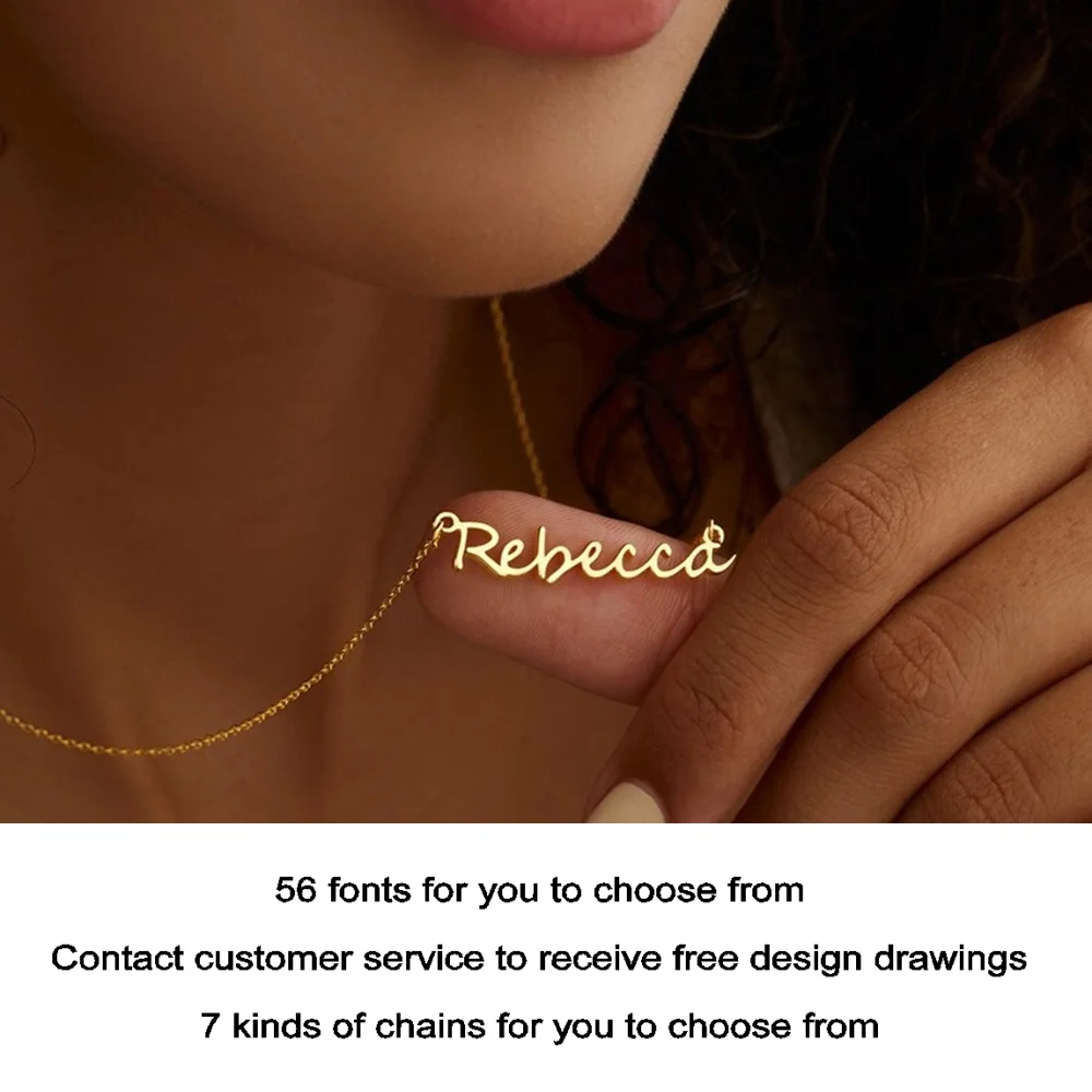 

Charming new custom letter necklace, high quality waterproof rose gold chain, wife gift, name necklace silver
