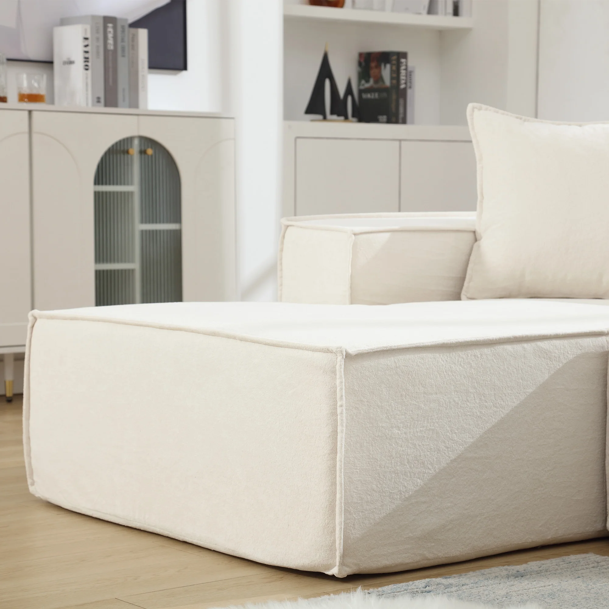 #￥Custom Oversize Modular Sectional Fabric Sofa Set Extra Large Shaped Foam Vacuum Compressed Sofa Set with Reversible Chaise