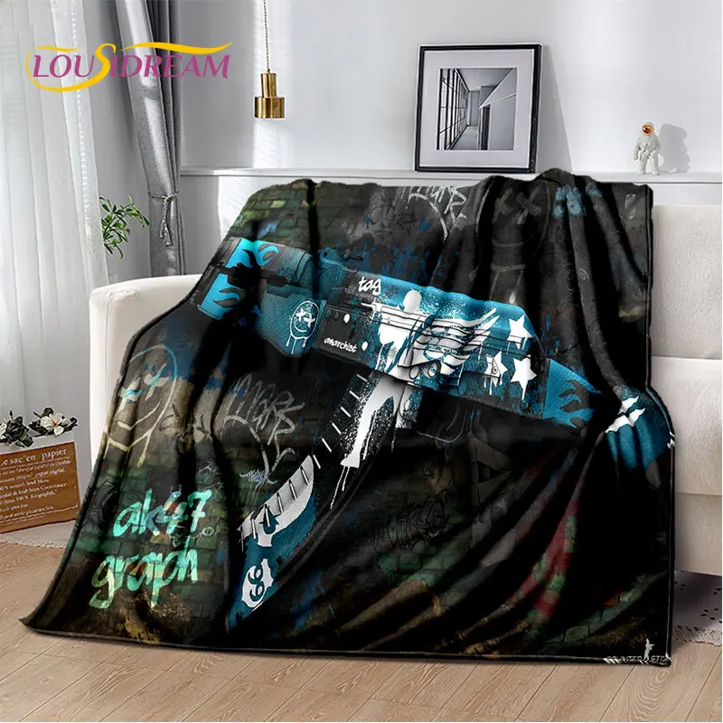 Rifle Pistol Cartridge Gun,CS,AK,USP,M4,AWP Soft Plush Blanket,Flannel Blanket Throw Blanket for Living Room Bedroom Sofa Picnic