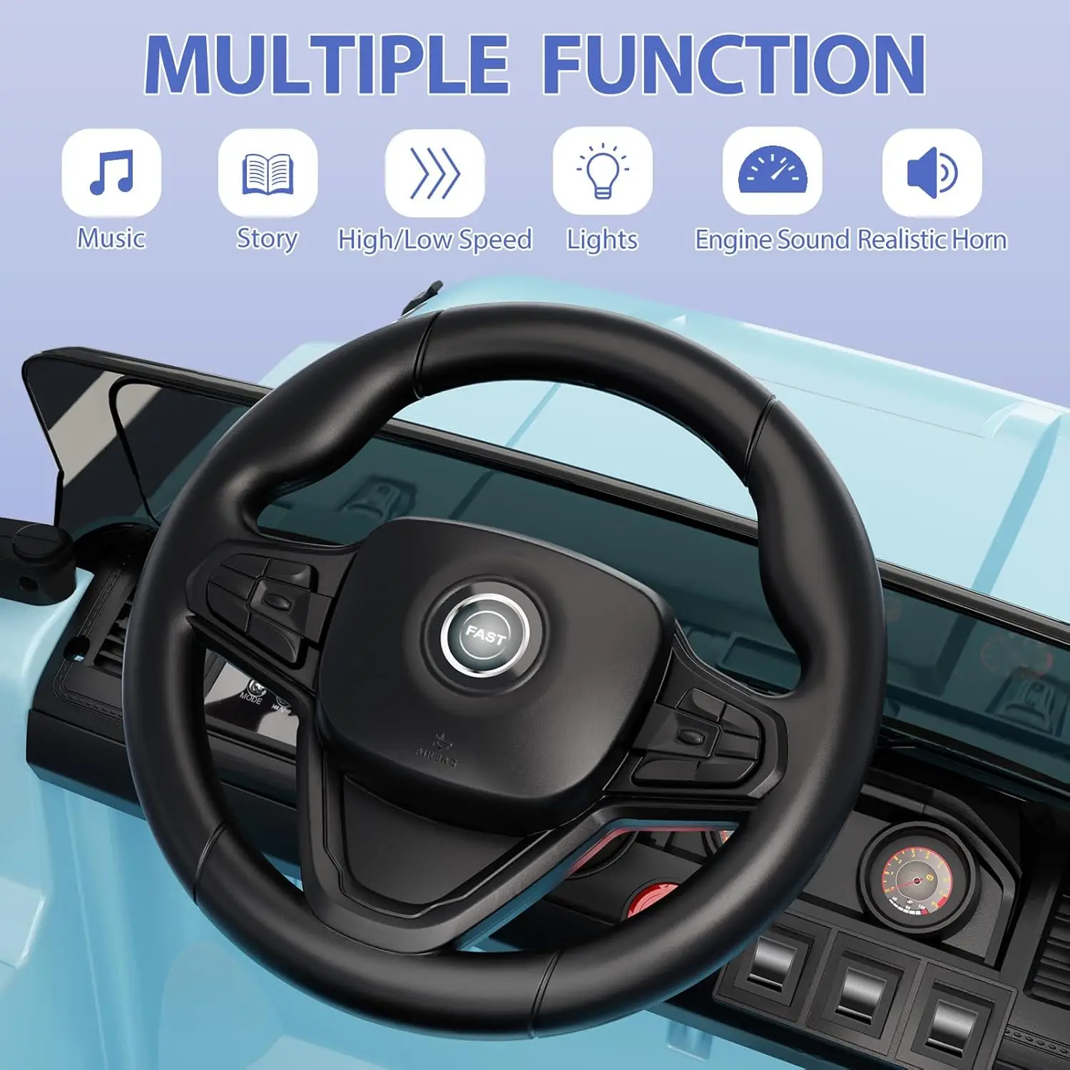 12V 어린이용 전동차, 부모용 리모컨 포함, 유아용 전기 자동차, 조명, 음악 플레이어, 경적 포함, 이상적인 어린이 자동차 선물