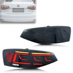 LED Tail Lights For VW Volkswagen Jetta MK4 IV 2015-2018 Start-up Animation Sequential Indicator Black Rear Lamps Assembly