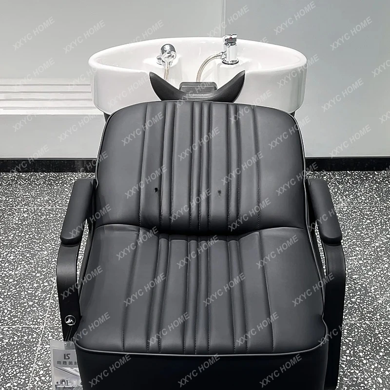 سرير شامبو لصالون الشعر، صالون شعر بسيط، حوض عميق من السيراميك الخاص بنصف سرير دافق #4