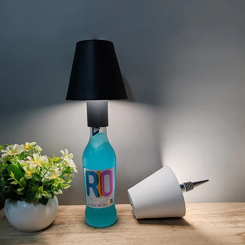 Wireless Desk Lamp LED Dimming Metal Wine Bottle Lamp Detachable Portable Charging Night Light Decorative Atmosphere Lamp