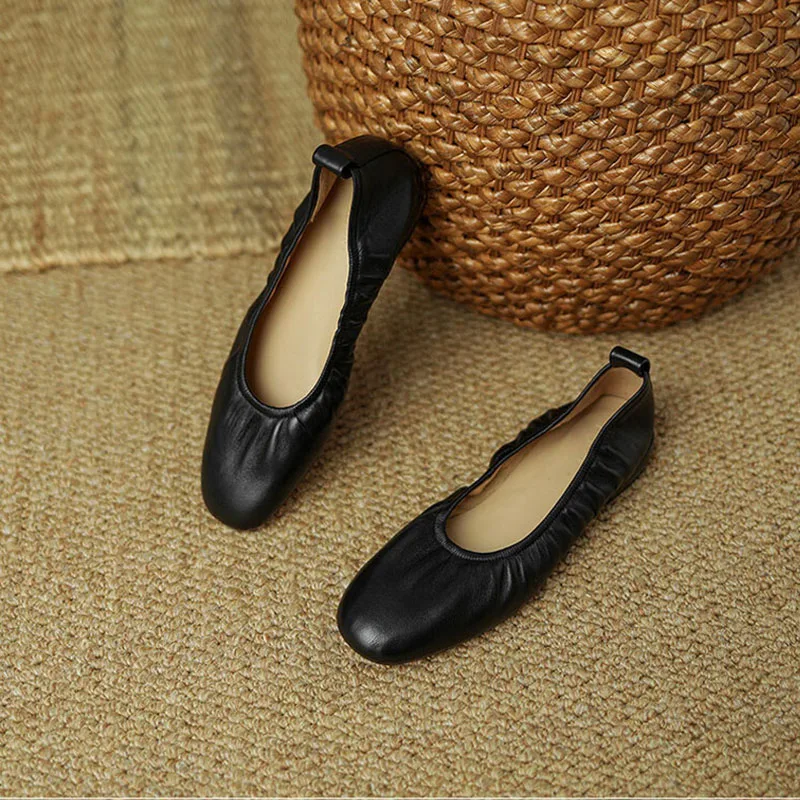 Genuine Leather Flats Soft Women Sheepskin Summer Casual Shoes Fashion Shallow Heel Superior Quality Slip On Flats ﻿