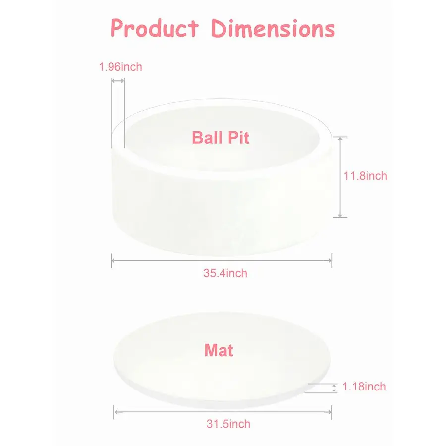 Bällebad für Kleinkinder, 35,4 x 11,8 Schaumstoff-Bällebad für Kinder, weicher runder Ballbecken für Babys, Laufstall für drinnen und draußen, ideales Geschenk