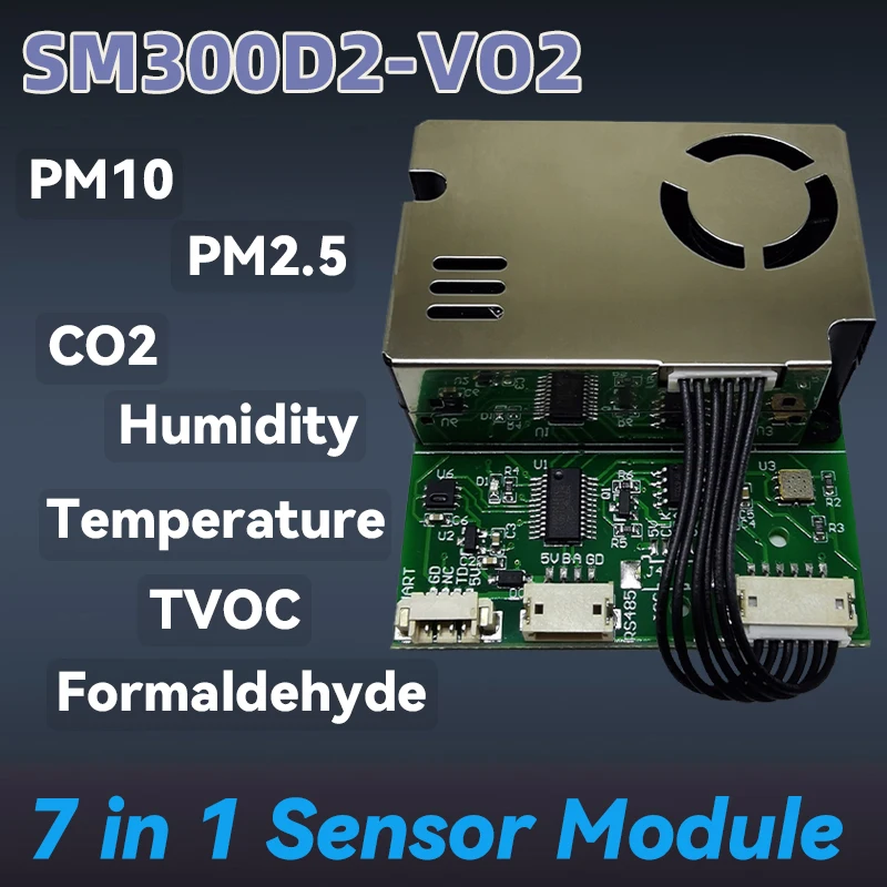 

Tester 7-in-1 sensor module detection index PM2.5 PM10 temperature and humidity C02 formaldehyde TVOC