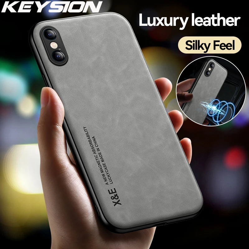 KEYSION Luxury Leather Case for iPhone XS Max XR X Silicone Shockproof Phone Back Cover for iPhone SE 2020 SE 2022 SE3 8 7 Plus