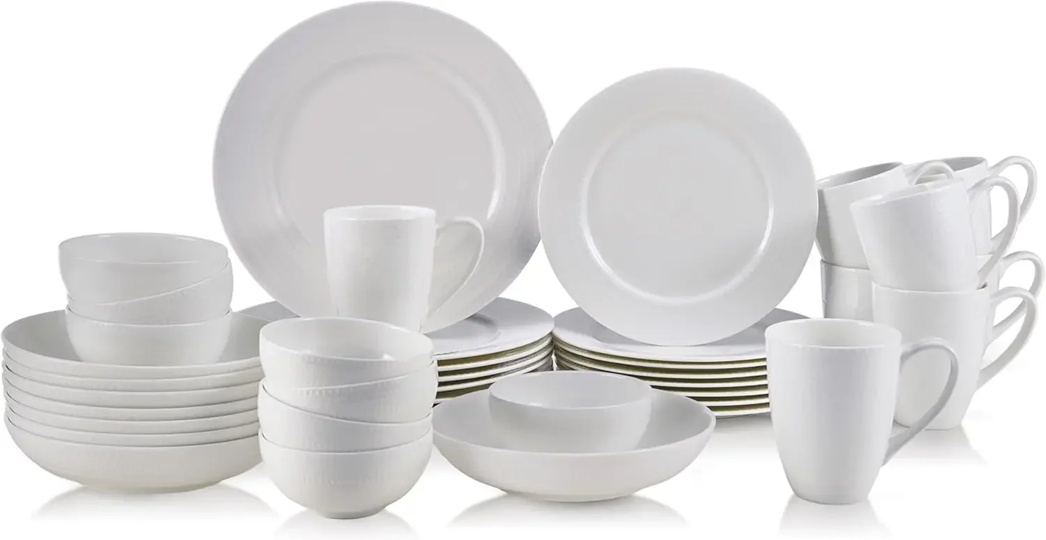 

Mikasa Annabele Chip Resistant 40-Piece Dinnerware Set, Service For 8,White