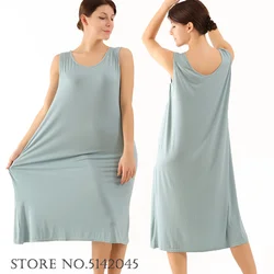 Plus Size 3XL-6XL Women Modal Nightgown Lingerie Sleeveless Long Nightdress Sleepwear Summer Loose Home Clothes Loungewear