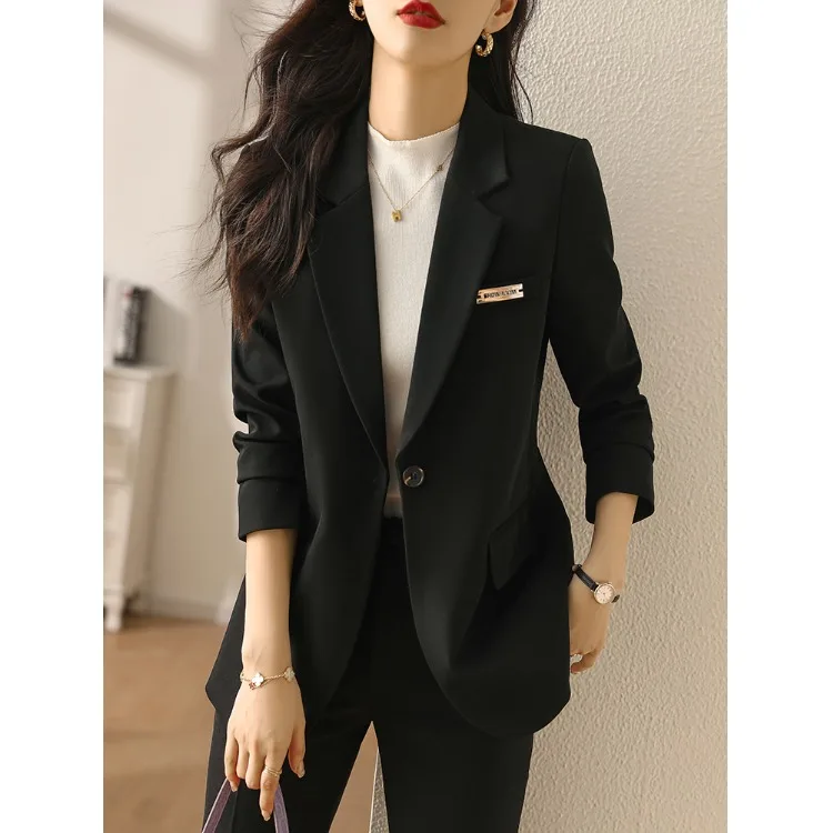 

Long Sleeve Suit Set Women's Spring Autumn Slimming Professional Workwear Casual Western Coat Female Formal Commute Style Pol...