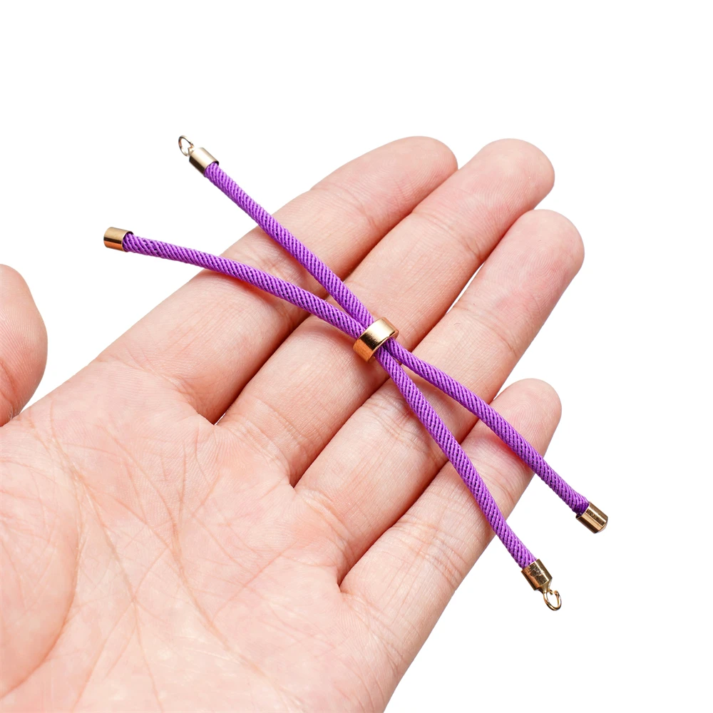 1pc Verstelbare Nylon Gevlochten Gedraaide Koorden Slider Vriendschapsarmbanden met Messing Koord Einde voor Sieraden Maken DIY Bevindingen