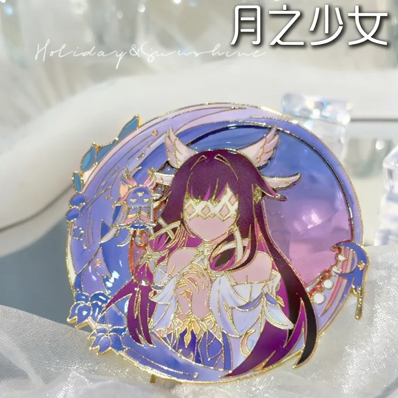 

Genshin Impact Columbina Cosplay Prop Moon Maiden Damselette Kuutar Cosplay Badge Brooch For Hallowmas Comicon Role Play