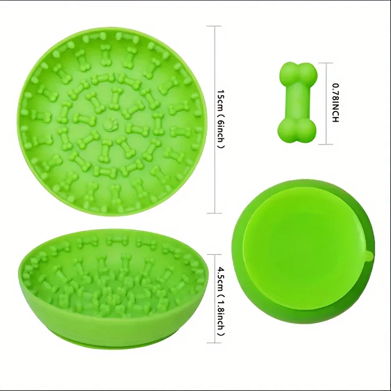 Silicone Slow Food Bowl Round Dog Bowl Cat Anti-Choking Anti-Knocking Feeding Plate Food Bowl with Suction Cup Pet Supplies