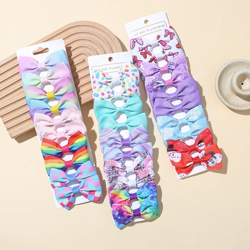 

10pc Pumpkin Skeleton Skull Prints Bow Baby Hair Clips Flamingo Heart Printed Hairpins Barrettes Kid Girls Halloween Headwear