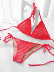 Sexy Grid String Bikini Backless Micro Swimsuit Y2K Swimwear Women 2026 Trend Design Two Piece Triangle Beach Thong Bathing Suit