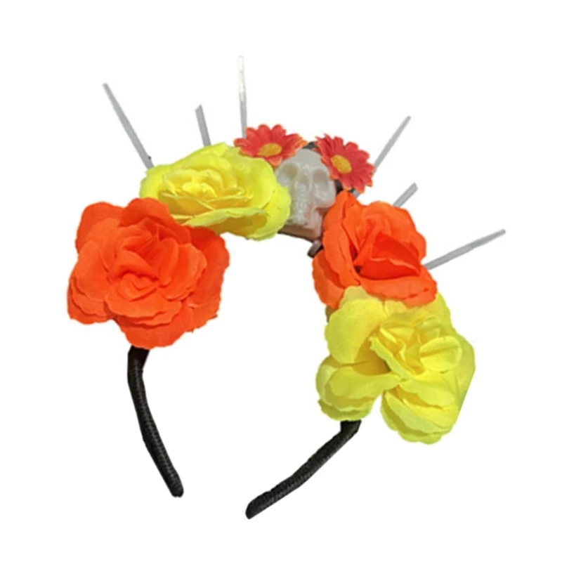 MXMB Mexicans Flower Headband Day of the Dead Headband Mardi Gras Headpiece image 5