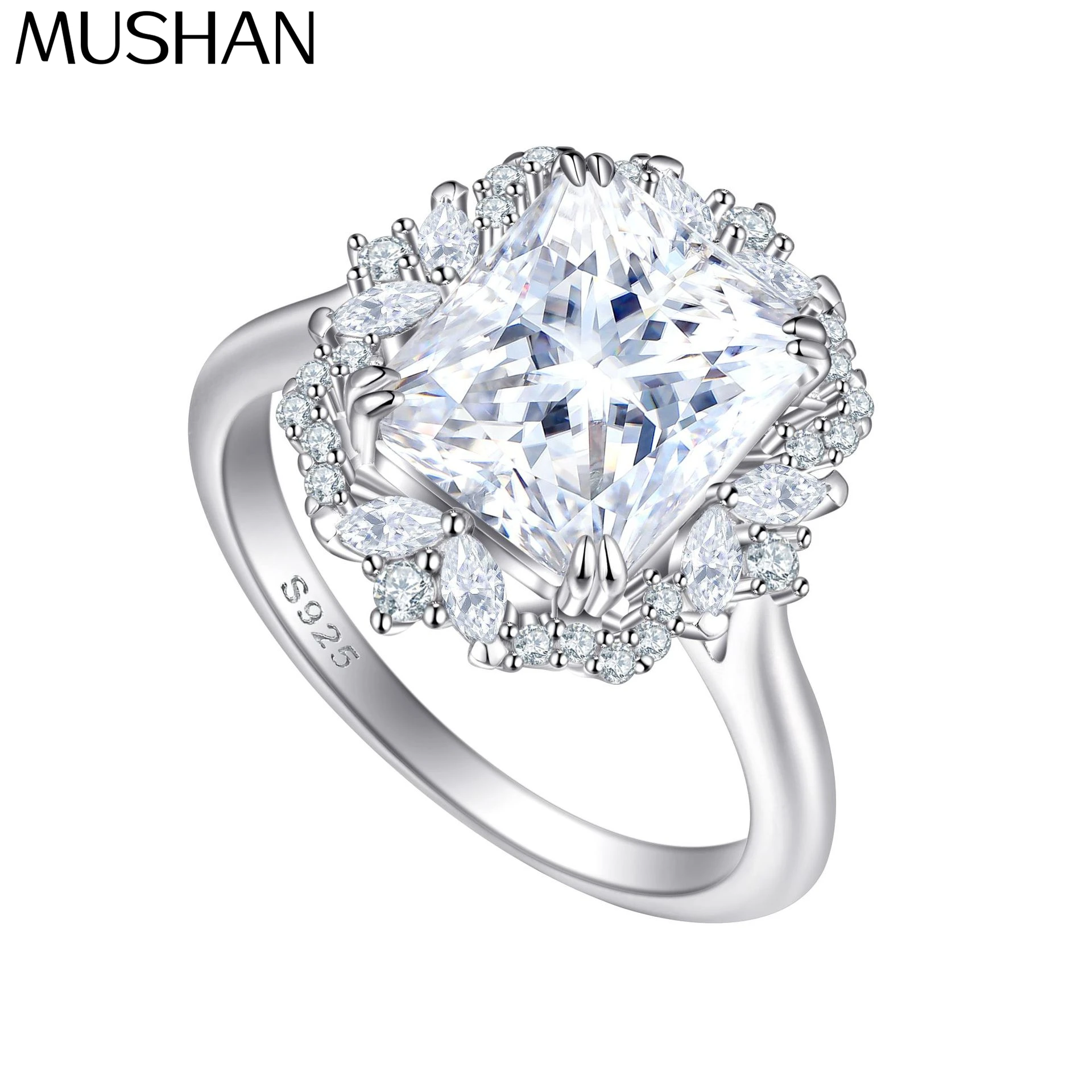 

Ювелирные изделия MuShan: Кольцо из стерлингового серебра 925 пробы с кубическим цирконием 5А, форма маркиз, романтичное, для девушек, с позолотой 18К, изысканное ювелирное украшение