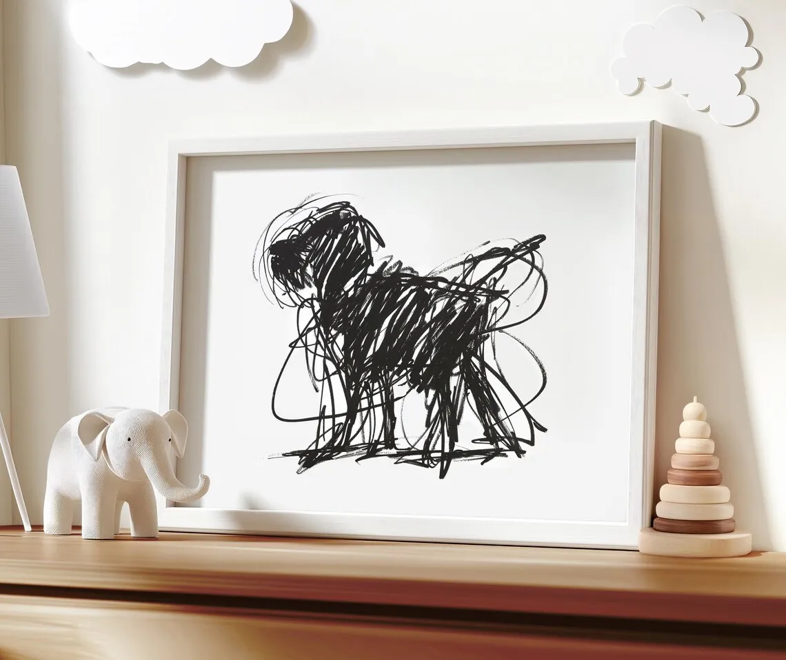 Arte de Pared Minimalista con Diseño de Perro Divertido, Decoración Moderna para Amantes de los Perros, Lienzo Imprimible con