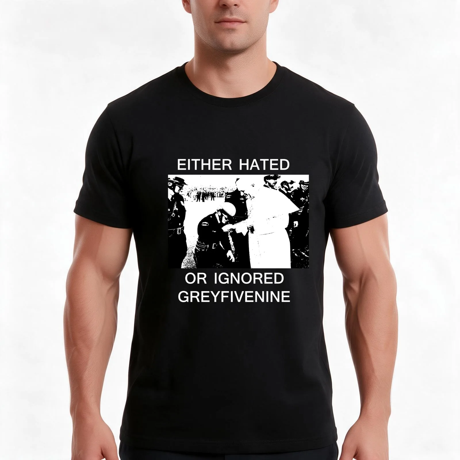 EITHER HATED OR IGNORED - GREYFIVENINE T-Shirt, Summer Casual Cotton Tee, Oversized Streetwear Tops, Vintage Graphic Print