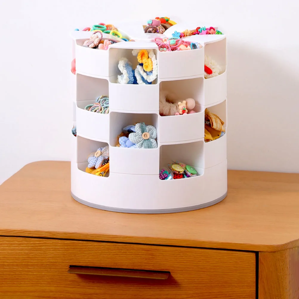 

Прекрасный ящик для хранения аксессуаров для волос, органайзер, детские ювелирные изделия, мультяшный контейнер, вращающийся дизайн, большая вместимость, белый