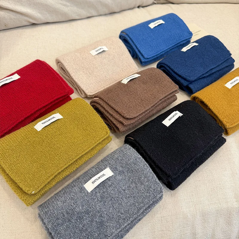 Lenço de malha feminino 100% lã inverno quente cachecóis brilhante cor sólida design engrossado xale macio triângulo pashmina pescoço 2025 novo