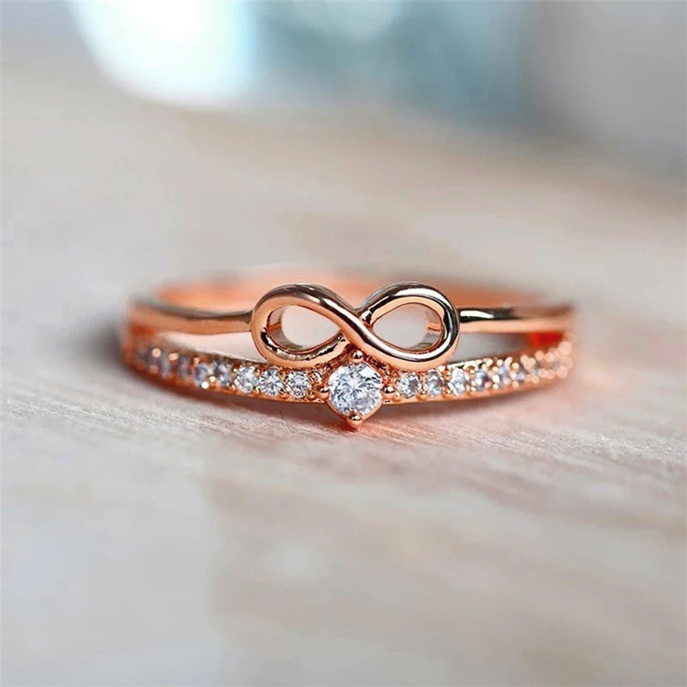 Women's Chic Bow Shape Infinity Ring, Cubic Zirconia