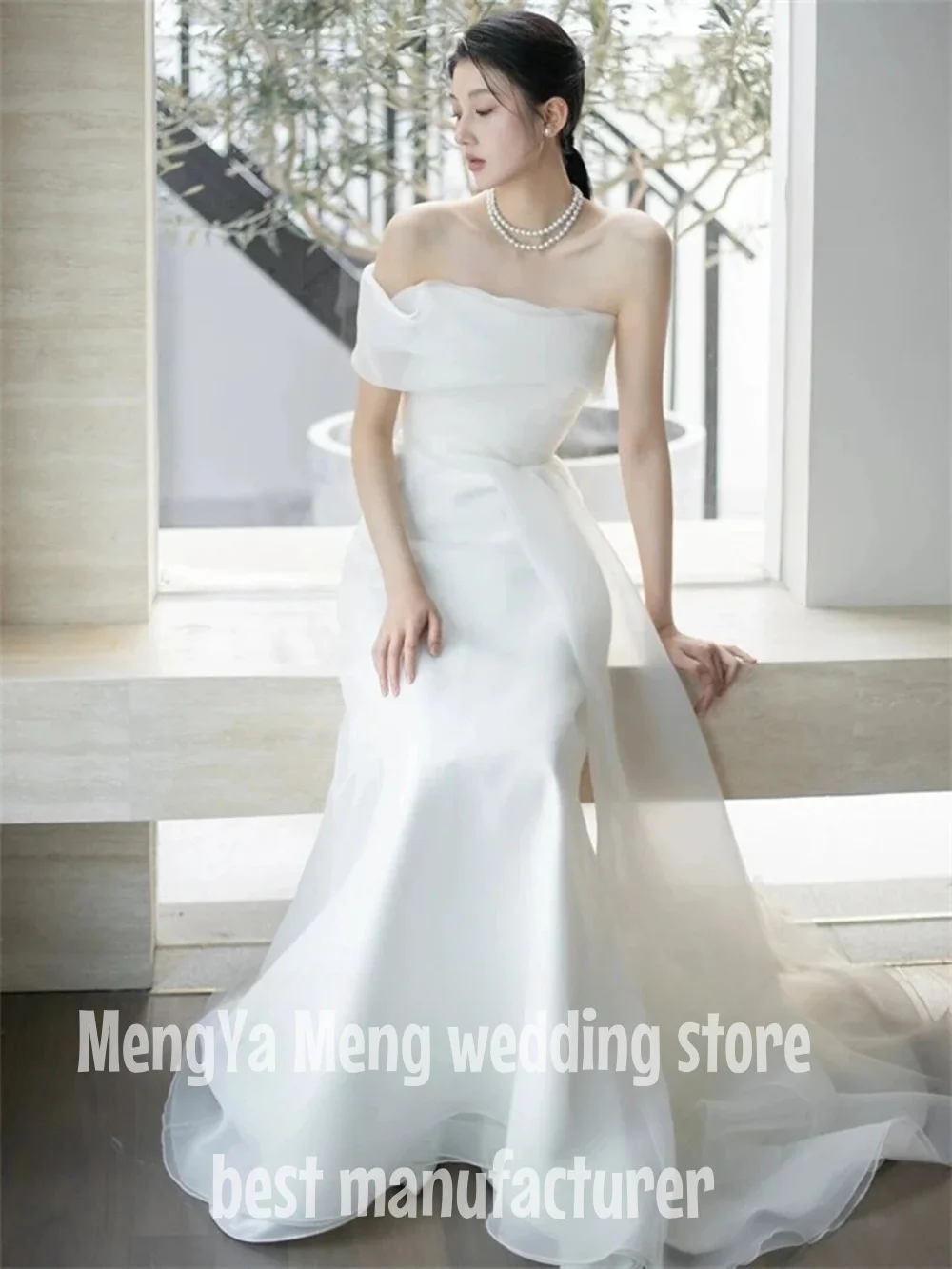 

ZHUISHU Elegant Mermaid Wedding Dress With Small Train Classic Strapless Long Bridal Dresses New Simple Wedding Dress Customized
