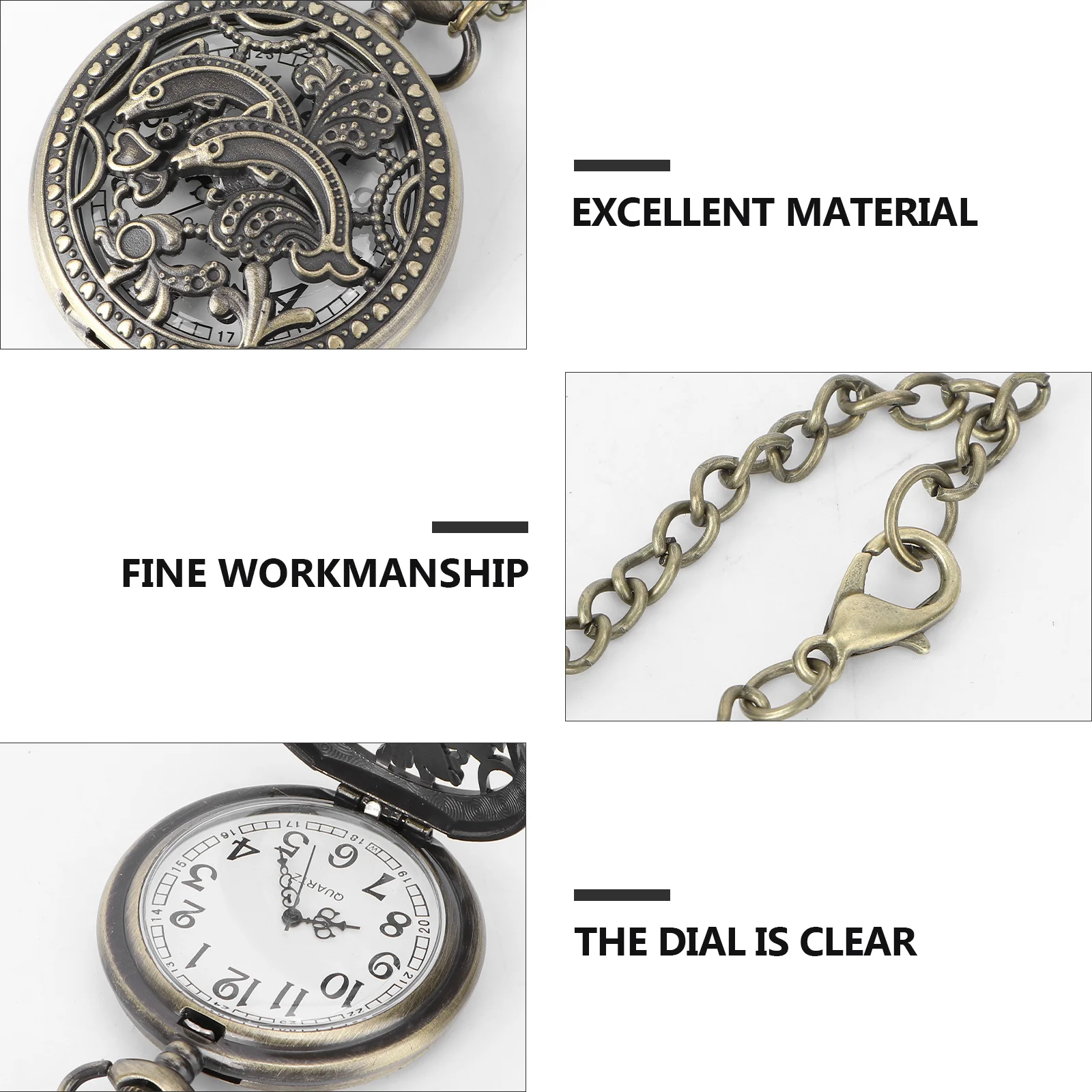 ساعة الجيب الرجعية قلادة سبيكة حركة الكوارتز تصميم مجوف فريد من نوعه الوقت ملحق هدية خمر قلادة خمر ساعة الجيب