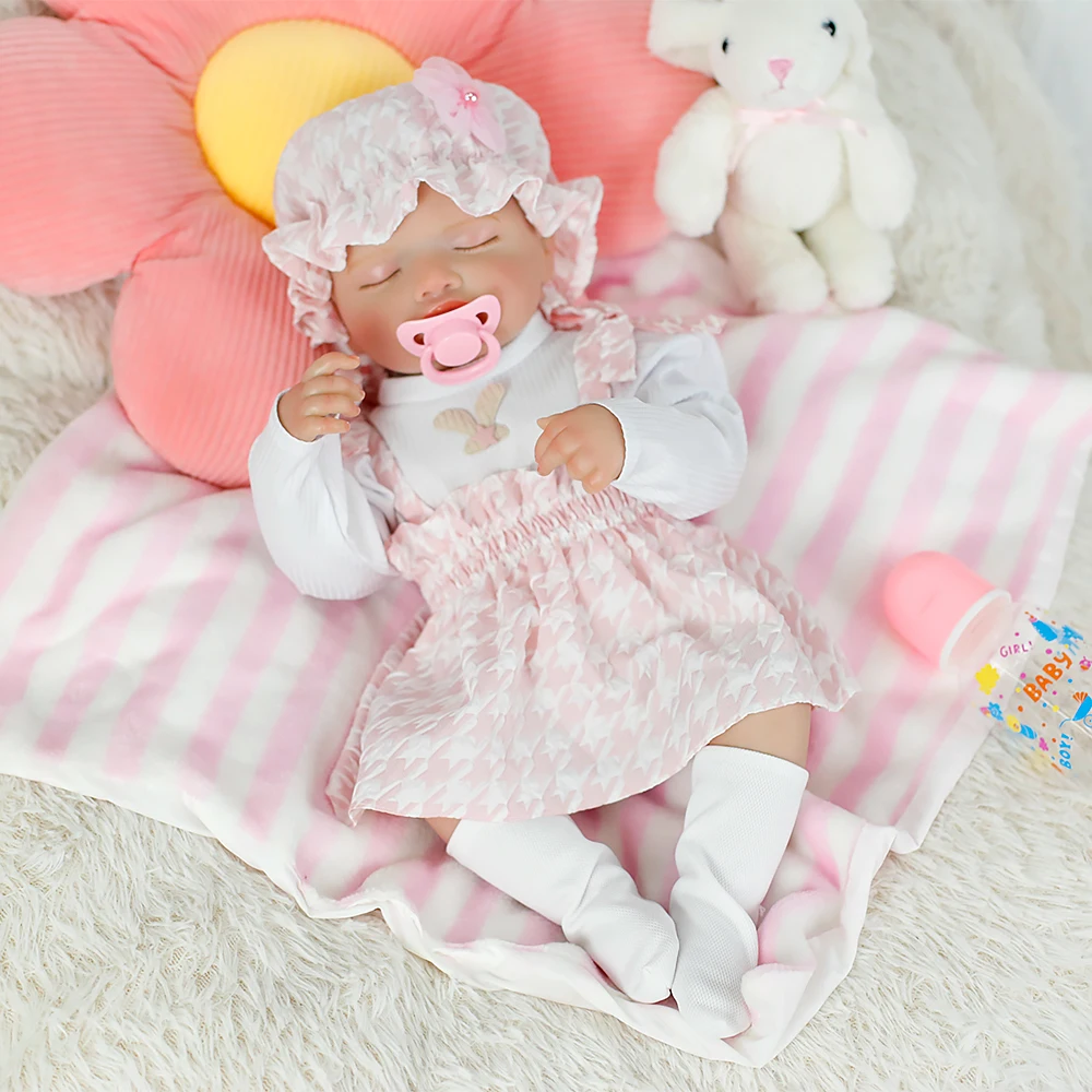 Bambola rinata da 18 pollici Ragazza Rosalie Vinile pieno Realistico Neonato che dorme Bambole con pelle 3D Vene visibili Giocattolo Regali di Natale