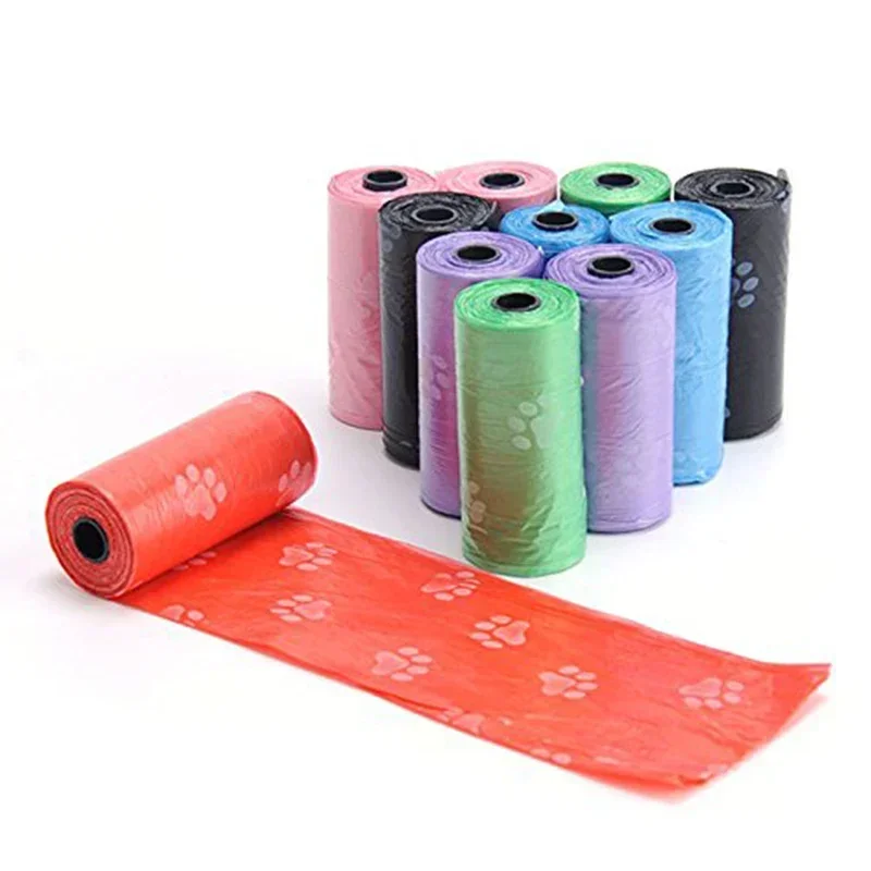 75Pcs 5Roll Pet Poop Bags Disposable Dog Waste Bags, Bulk Poop Bags with Leash Clip and Bone Bag Dispenser Bags with Paw Prints