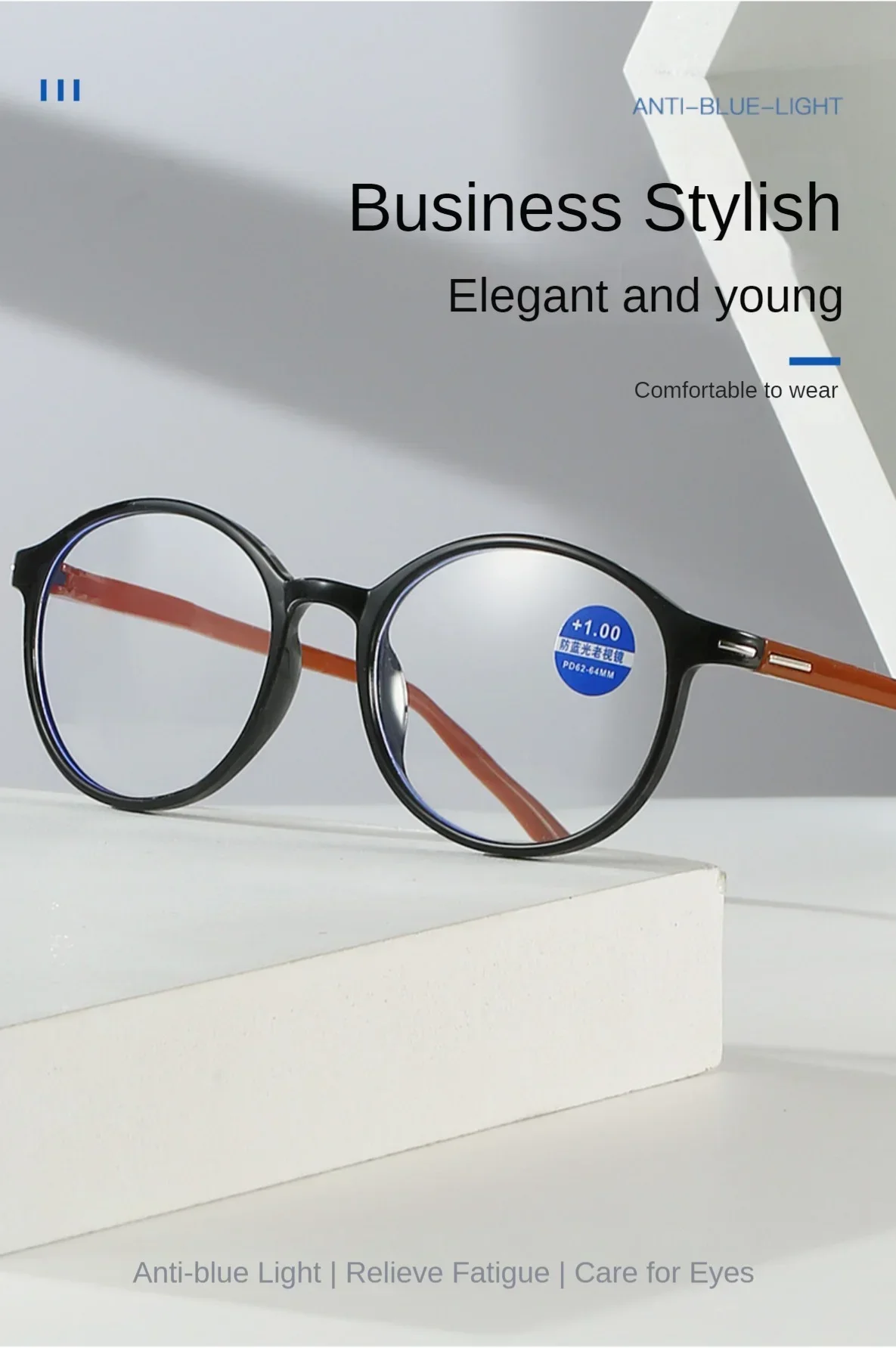Presbyopie-Brille für Mann und Frau, Unisex, bequeme Brille, ultraleichte, blockierende HD-Lesebrille gegen Blaulicht – Detail 5