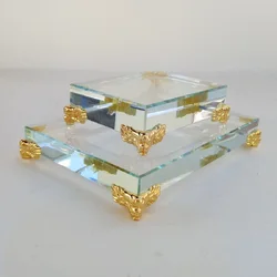 1Pc Rectangular Crystal Glass Cube Base Handmade Decorative Home Ornaments Modern Display Stand Gift 60X80MM 90X130MM