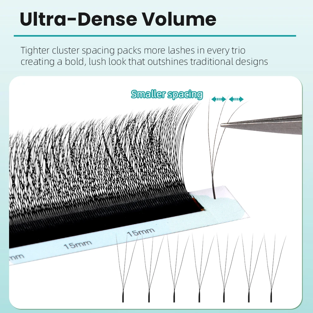 Yelix Narrow 3D 4D 5D W Premade Volume Fans Lash Extensions, Ultra Dense Fluffy Narrow Spacing Professional Lash Trays