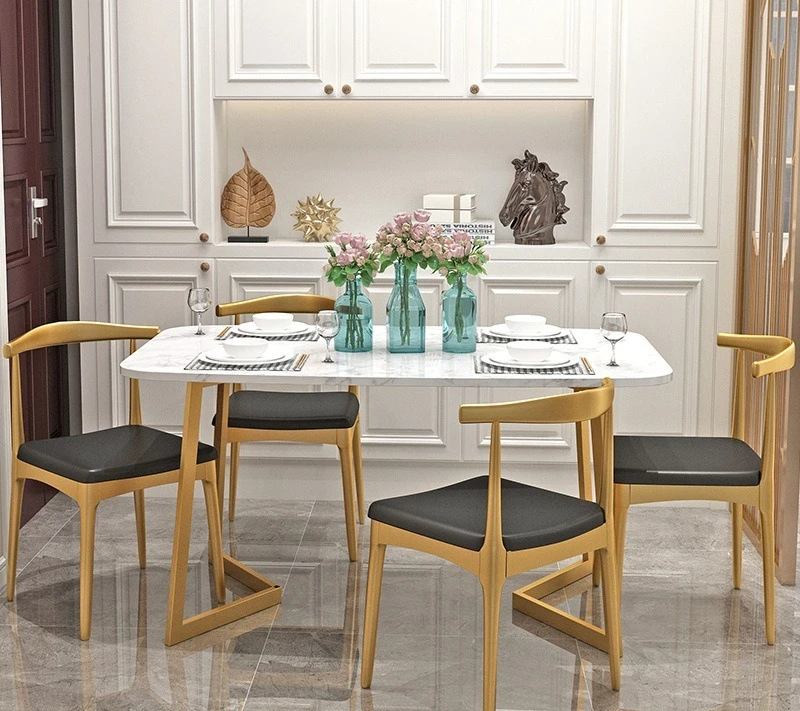 الشمال، الحديثة، الحد الأدنى، الحديد المطاوع، مستطيلة، طاولة الطعام والكراسي، مزيج #4