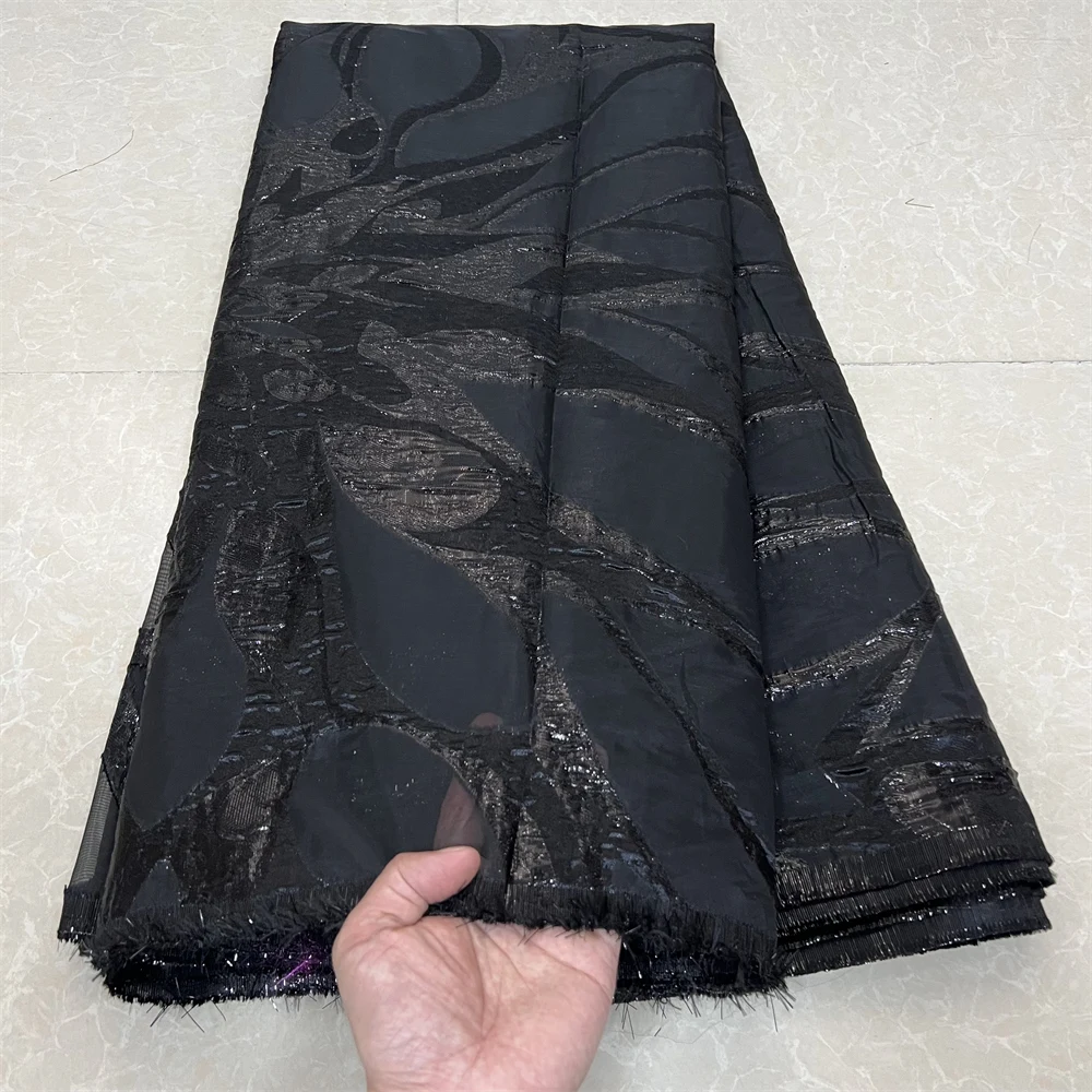 قماش دانتيل جاكار نيجيري أفريقي مطرز، تطريز، 2025، فساتين سهرة، تول، كربون، قماش لكل متر، جودة عالية، 5 ياردات #6