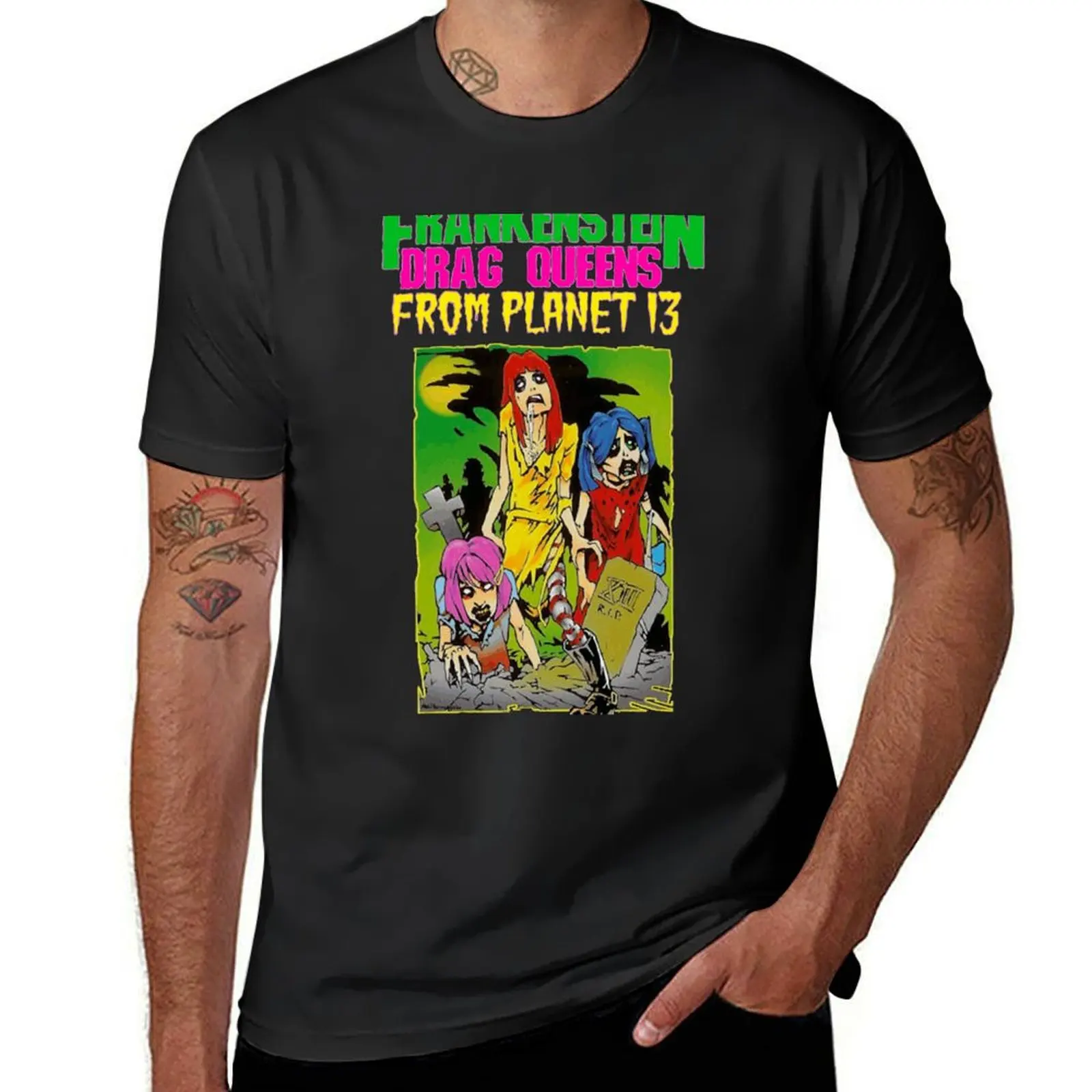 

FDQFP13: Night Of The Living Drag Queens Art & Logo T-Shirt street wear plus size men clothing