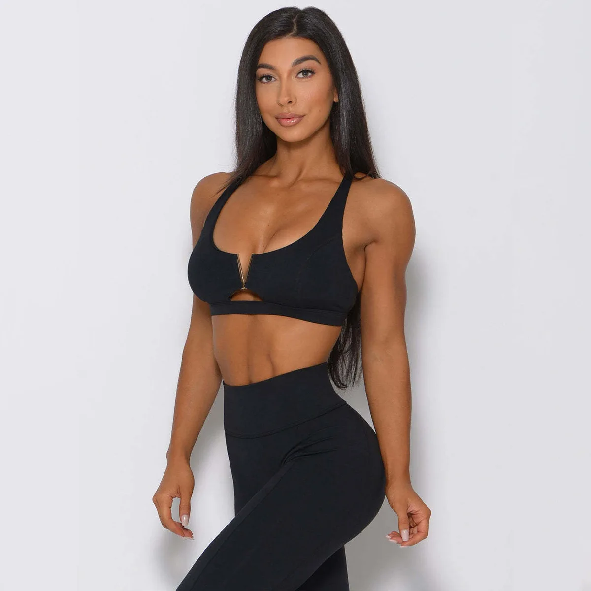 

Women's Sexy Yoga Outfit 2-Piece Set - Double Crisscross Back Sports Bra + High-Waisted Shockproof Leggings | Push-Up Gym Workou