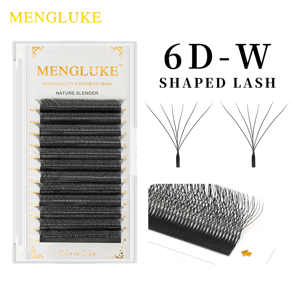 MENGLUKE 6D W Shaped Bloom Automatic Flowering Premade Fans Eyelashes Extensions Natural Soft Light High Idividual Lashes